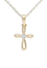 superb small 14k gold cz Infinity cross baby cross necklace